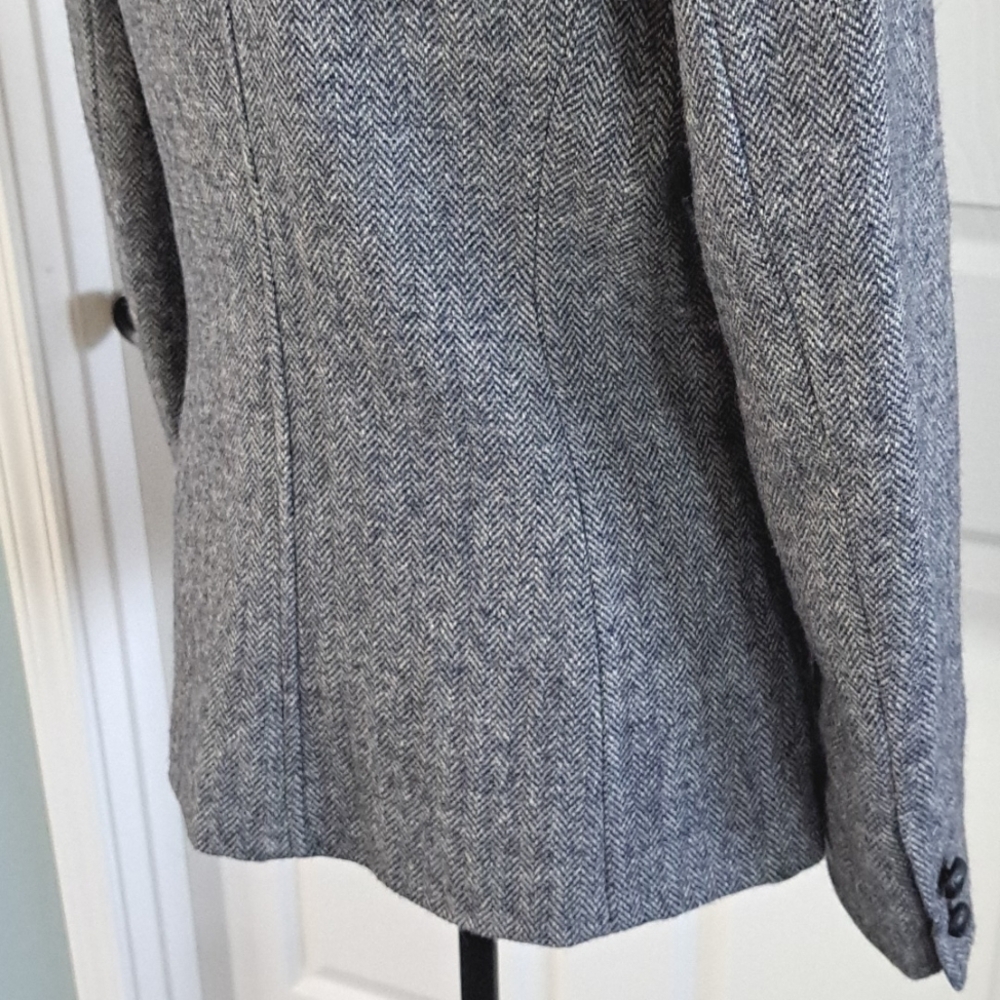 Vintage Pure Wool Swingles Herringbone Tailored Classic Blazer Jacket Coat - Picture 4 of 9